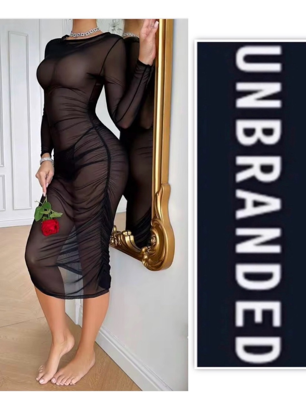 UNBRANDED Black Sheer Mesh Modi Dress